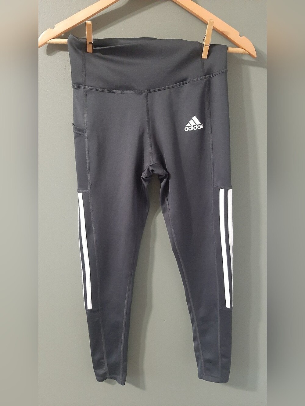 Adidas AeroreadyBlack Leggings with White Side Stripes